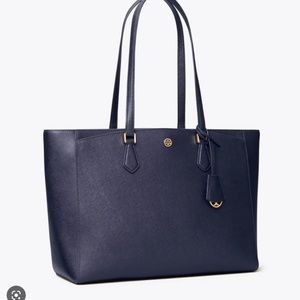 Tory Burch Large Tote Travel Bag in Saffiano Navy Leather